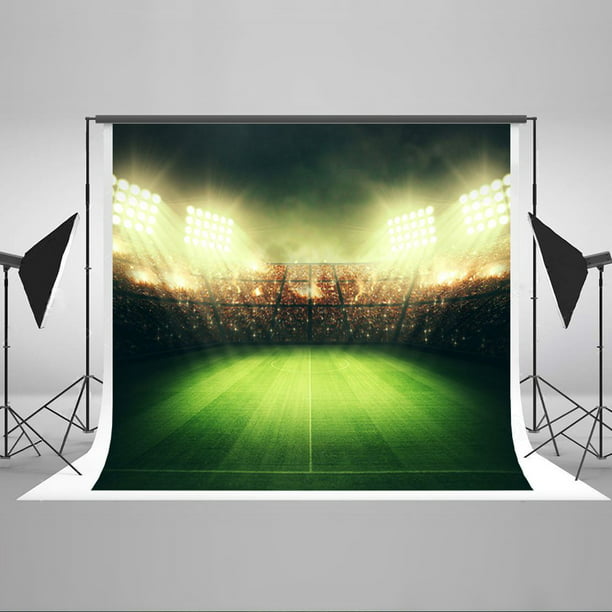 EARVO 7x5ft Football Field Backdrop Spotlight Photography Background Kick-Off Competition Polyester Backdrop Studio Video Props EAYF064 